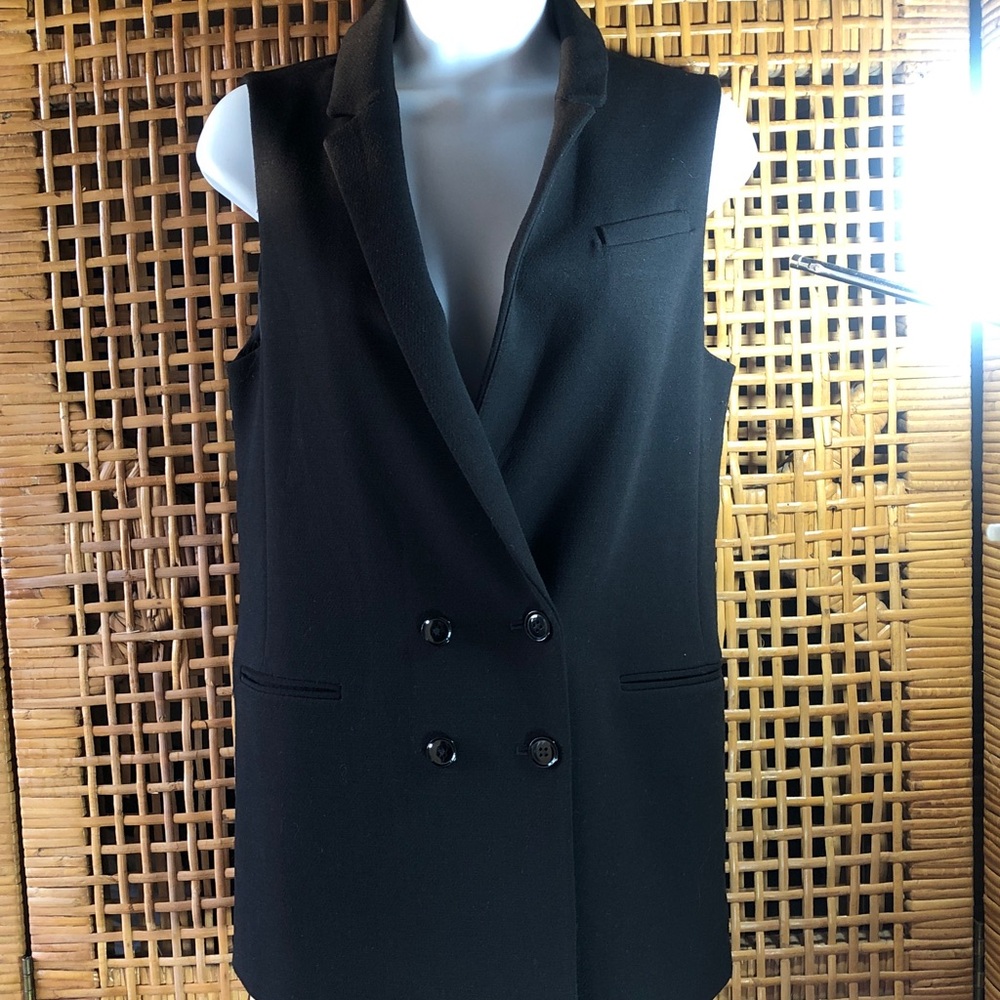 Banana Republic Long Black Sleeveless Blazer Vest, Women’s Size 2 Petite